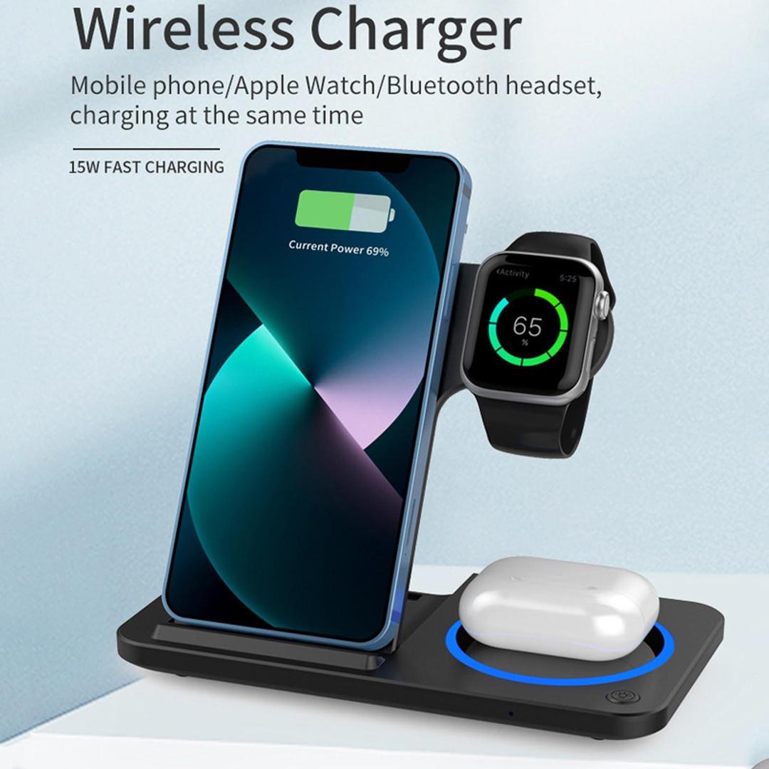 3-in-1 Magnetic Foldable Wireless Charger Stand – Fast Charging